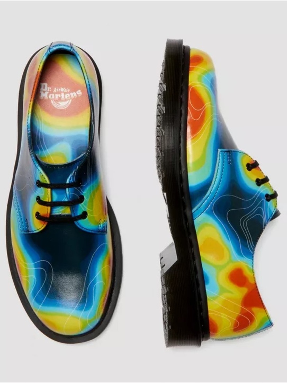 NWOT Dr. Martens Genix Nappa Leather Rainbow Heatmap 3-Eye Oxford